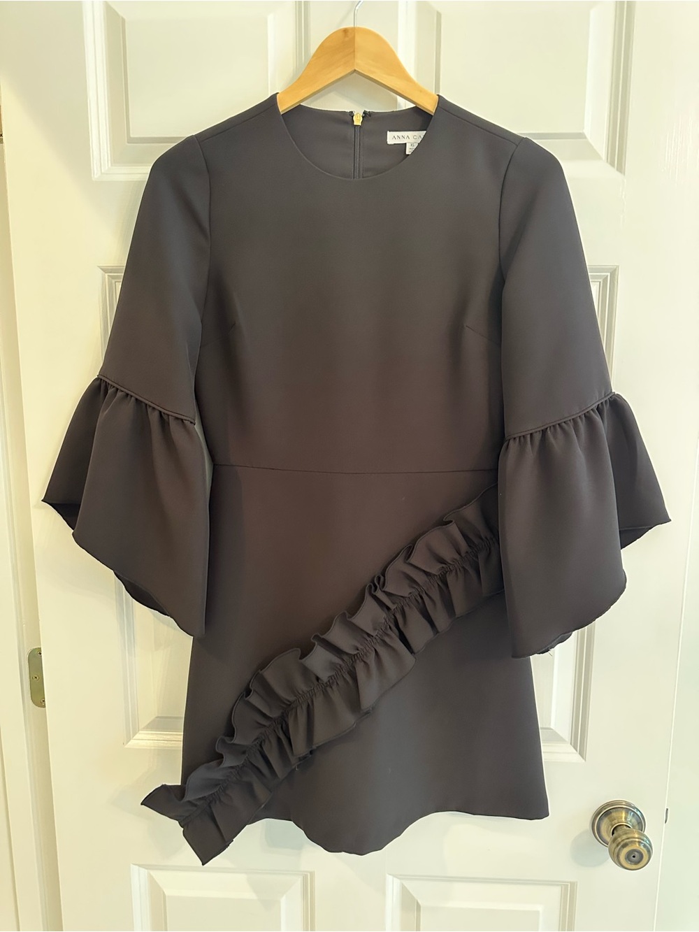 Anna Cate Black Ruffle Sleeve mini Dress